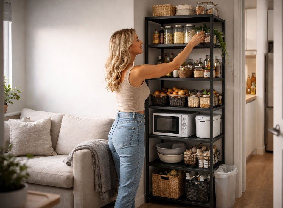 Slim-3-tier-rolling-cart-beside-kitchen-counter